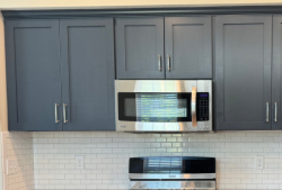 Grayish black kitchen cabinets